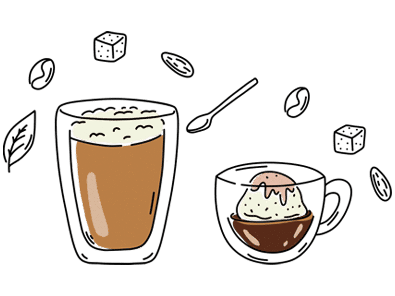 Latte + affogato doodle